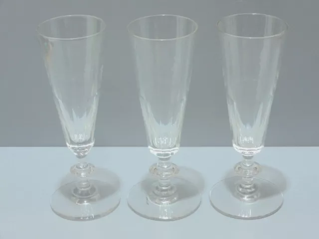 -3 BELLES FLUTES à CHAMPAGNE VERRE soufflé & côtes plates LOUIS PHILIPPE XIX  D