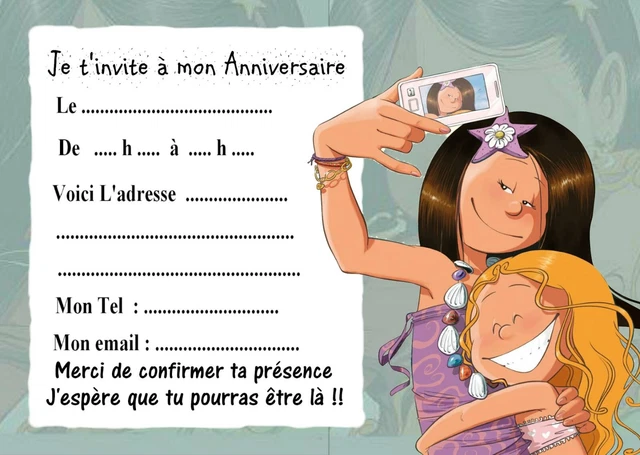 5 - 12 ou 14 cartes invitation anniversaire lilo et stitch REF 436