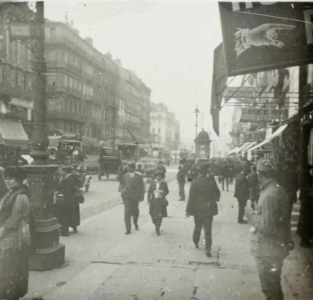 FRANCE Marseille La Canebière c1930 Photo originale Plaque Stereo P74L19n