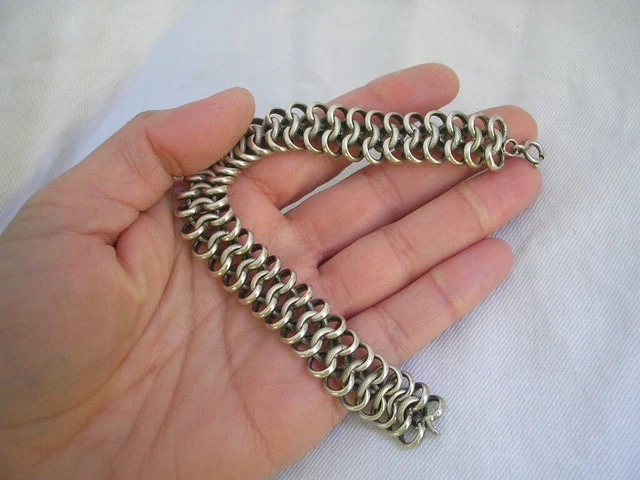 NAPPOLEON III Large et long bracelet en ARGENT MASSIF FRENCH SILVER BRACELET XIX