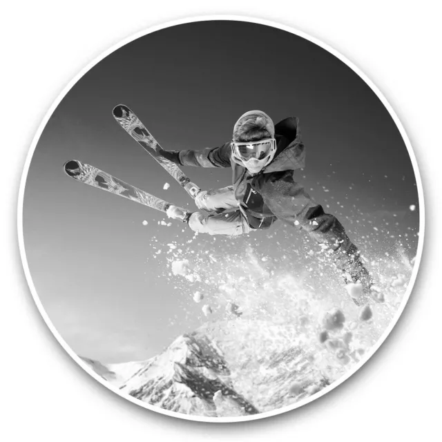 2 x Vinyl Stickers 10cm (bw) - Ski Jump Skiing Skier Winter Sports  #43533