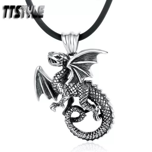 High Quality TTstyle 316L Stainless Steel Fly Dragon Pendant Necklace