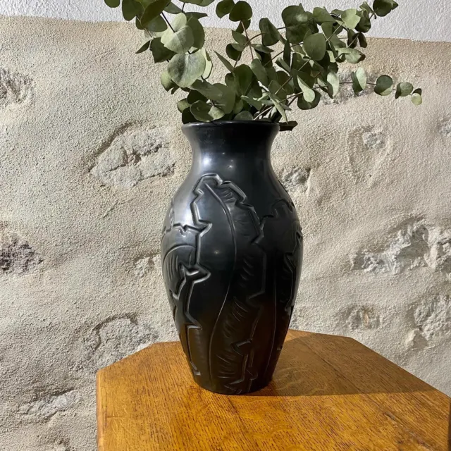 Grand Vase ACCOLAY Incisée De Feuillages Stylisés