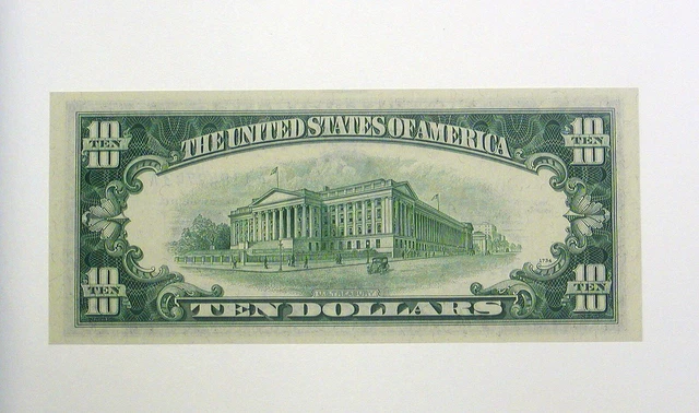 Series 1953 B  U.S. Ten Dollar $10 Silver Certificate Note Blue Seal UNC LOOK 2