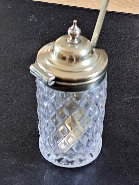 Vintage Glass and Finial Silver Plated Top Preserve Dish ideal for Salt/Spices