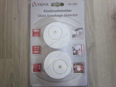 Olympia VA 200 detector de rotura de vidrio con alarma 85 dB 2 piezas ventana de alarma