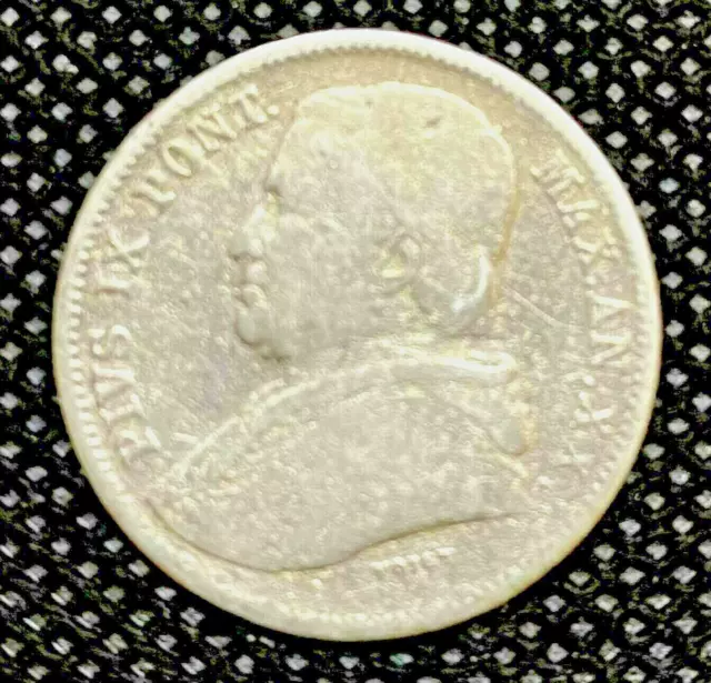 Italien Roma Silber 1866 Münze Stato Pontificio Pio IX 20 Baiocchi q.Fdc 2