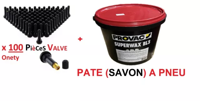 100 ps TR414 valves Pneu  tubeless + Pate Savon PÂTE A PNEUS