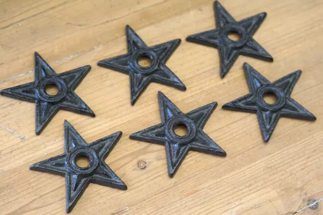 6 Cast Iron Stars Washer Texas Lone Star Ranch 3" Primitive Rustic Craft Decor