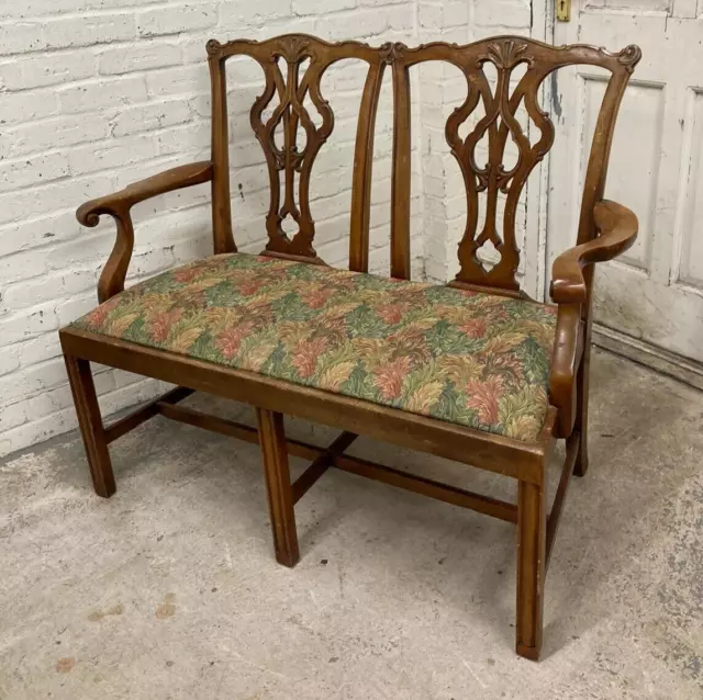 Chippendale Style Mahogany Two Seater Settee Double Armchair (Can Deliver)