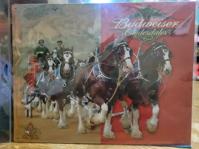 Anheuser Busch Budweiser Clydesdales Tin Sign Desperate Enterprises USA Made