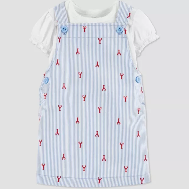 Carters Just One You Baby Girl Lobster Striped Top & Bottom Set-Blue- Size 3M