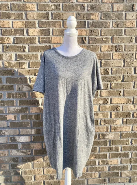 Eileen Fisher organic cotton T shirt Dress Size Medium Gray Pockets Summer