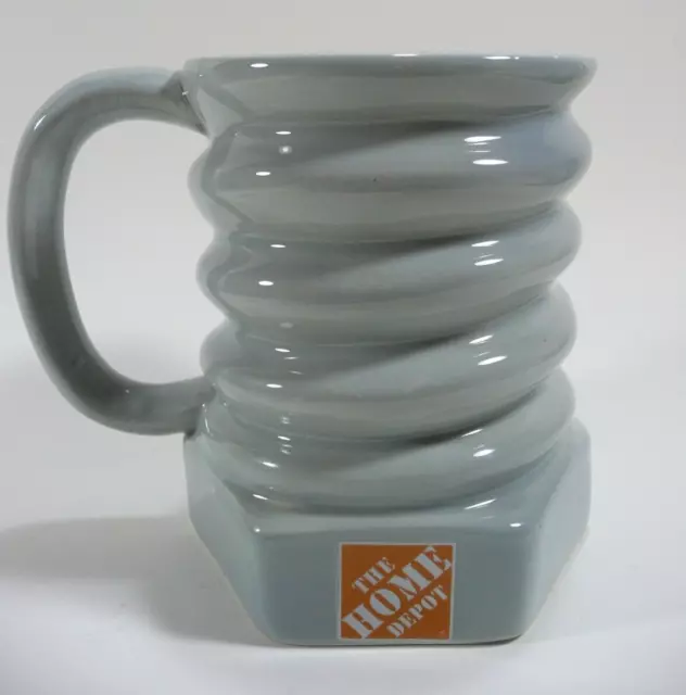 Bolt & Nut Home Depot Coffee Cocoa Mug Gray with Logo 5" H x 4" W