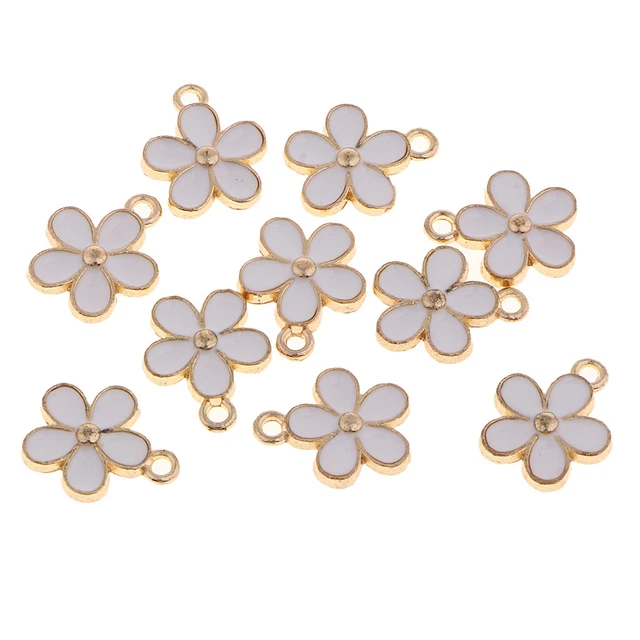 10PCS 5 Farben Emaille Perlen Blume Anhänger Charms Craft DIY Schmuck Findings