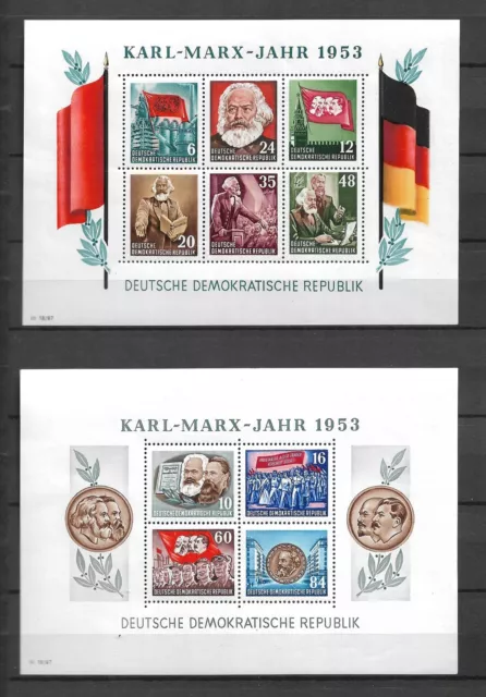 DDR "Blockausgabe Karl-Marx-Jahr 1953 Mi.Nr Block 8A-9A" Postfrisch