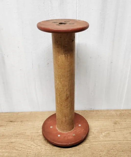 Vintage Old Wood Industrial Textile Bobbin Spool Thread Yarn Farmhouse Decor