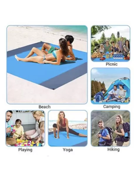 Beach Mat,Picnic Blanket Sandproof Extra Large 200x210cm, Waterproof with Case 2