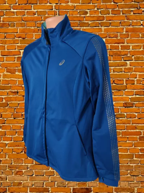 Womens Asics Size L Large Blue Motion Protect Running Jacket Sport Active Light 2