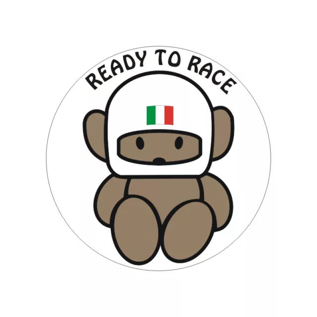 Sticker plastifié READY TO RACE ITALIA - Ducati Moto Guzzi Aprilia - 6cm x 6cm