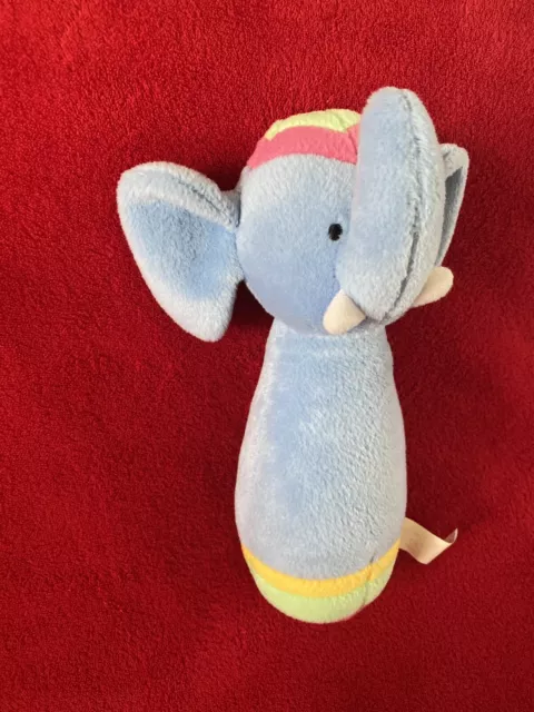 🇫🇷Doudou Grelot Éléphant Bleu Rose Jaune 22 Cm Egmont Toys Neuf