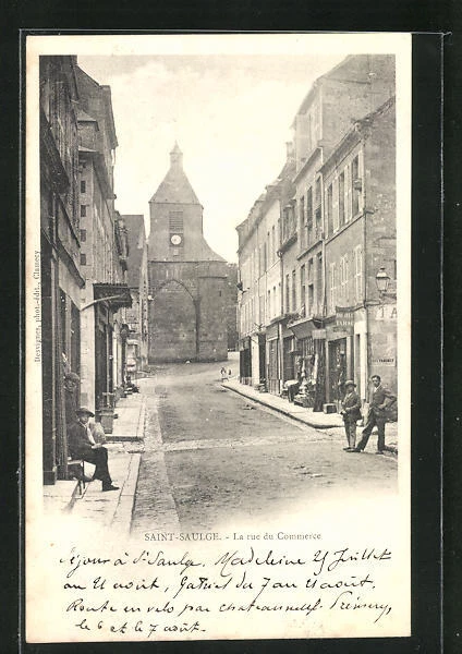CPA Saint-Saulge, La Rue du Commerce
