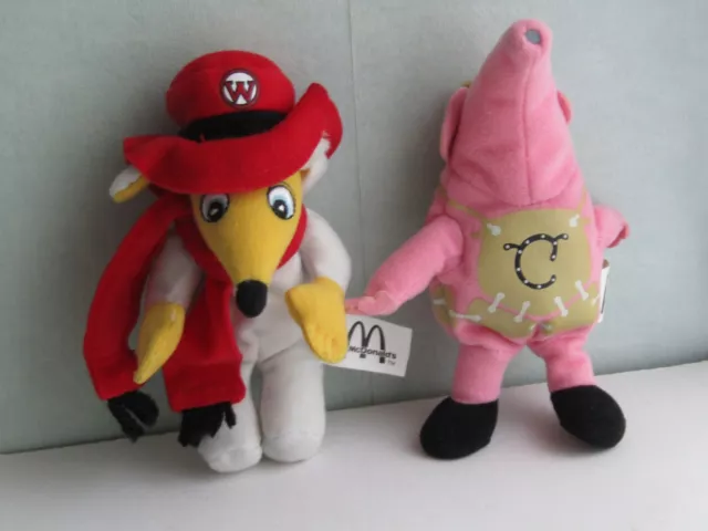 Pair Of 2001 Mcdonalds Uk Childrens Tv Plush Toys Womble Orinoco + Clanger