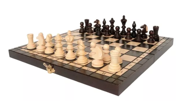 Jeu d'Échecs 35x35 cm en Bois de Charme - Échiquier de Qualité Supérieure