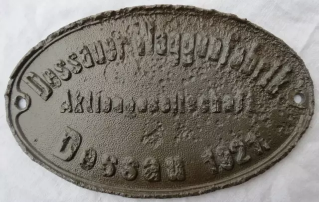 Waggonschild Dessauer Waggonfabrik Aktiengesellschaft Dessau 1921