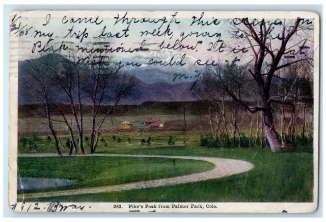 1910 Pike's Peak From Palmer Park Denver Colorado CO Posted Vintage Postcard