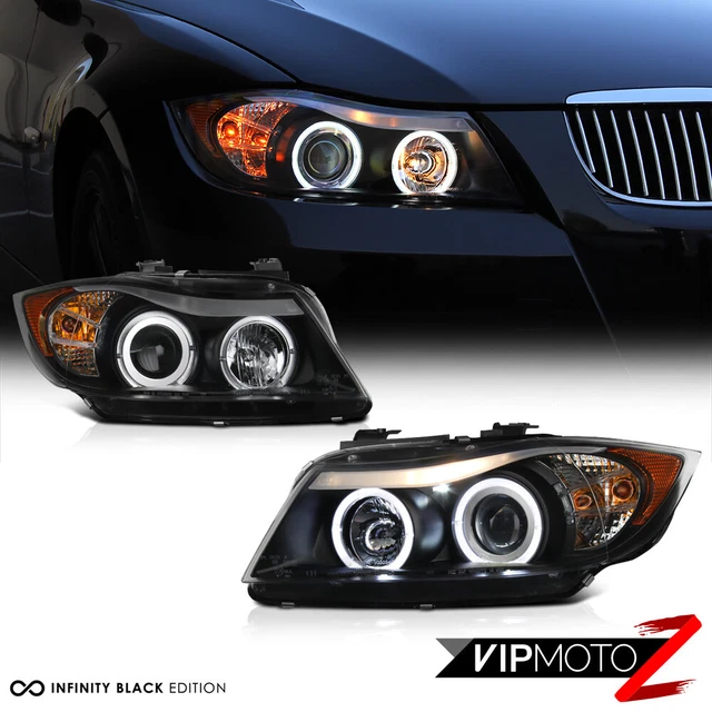 20062008 BMW E90 3Series Sedan Black LED Angel Eye Halo Projector Headlights 189.99 PicClick