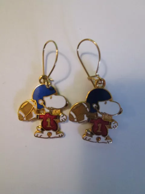 Snoopy Football Quarterback Aviva Brand Earrings New, Mint!