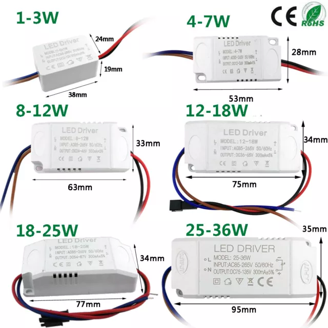 LED Driver Alimentatore Trasformatore 1w 8w 12w 18w 36w 220V uscita 12 volt 32v