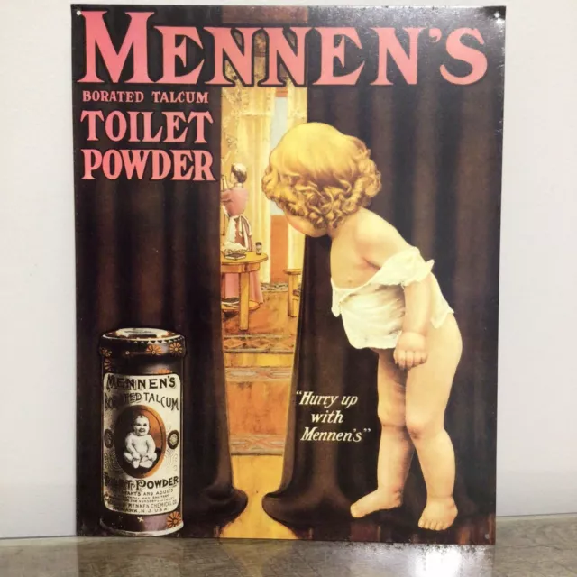 Mennen's Borated Talcum Toilet Powder Tin Metal Sign 14 3/4" x 11 3/4"