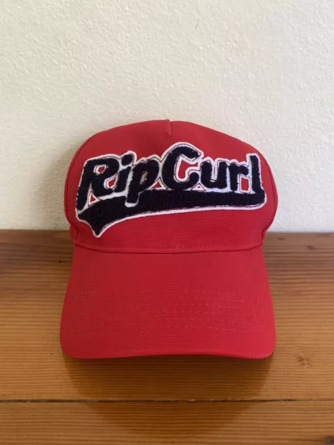 Mens Vintage RIP CURL Y2K Red Fuzzy Big Logo Baseball Cap / Hat