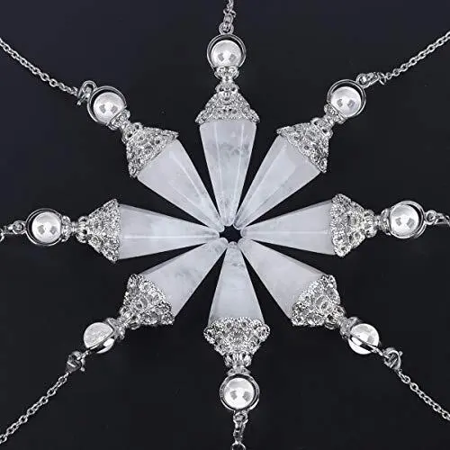 Natural Crystal Pendulum with 7 Chakra Stone Beads 3#rock quartz crystal stone 3