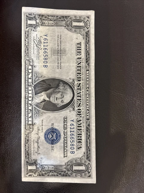 $1 1935-A  B BLOCK BLUE SEAL SILVER CERTIFICATE Two Connection Serial Numbers