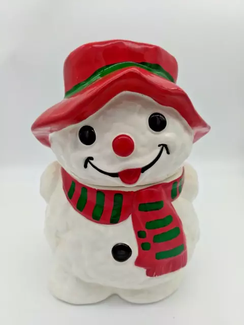 Vintage "Soft Fluffy Looking" Snowman Cookie Jar  by Oxford Made in Mexico Boxed