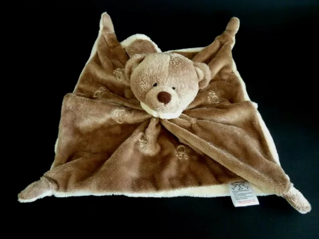 6. Doudou Plat Les Chatounets Ours Beige Marron Ecru Carre  100% Neuf