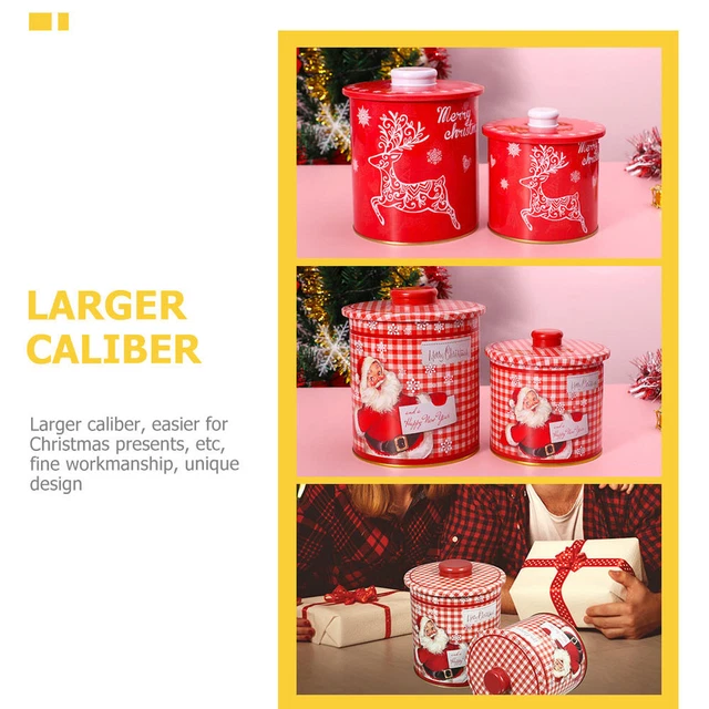 4pcs Weißblech Runde Weihnachten Multifunktionale Cookie Jar 7