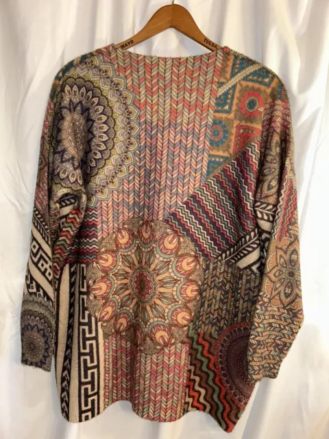 Incredibly Soft Cotton Wool Blend Printed Pullover Sweater Size M/L 2