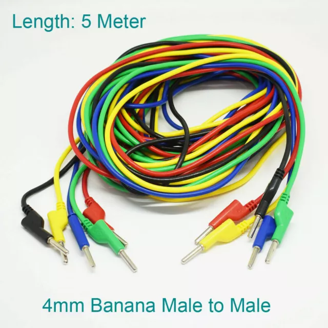 1pc 5M 5 Colors Silicone High Voltage Dual 4mm Banana Plug Test Leads Cable