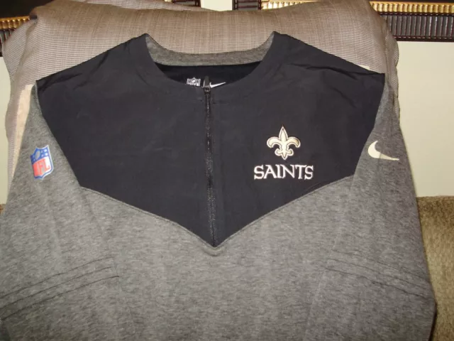 NFL New Orleans Saints Nike Dri-Fit Sideline Lockup 1/2 Zip Jacket Men's Large