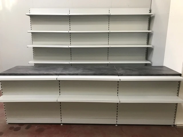 Ladeneinrichtung Regal + Verkaufstresen Kiosk Tabak Silber Tego/Eden
