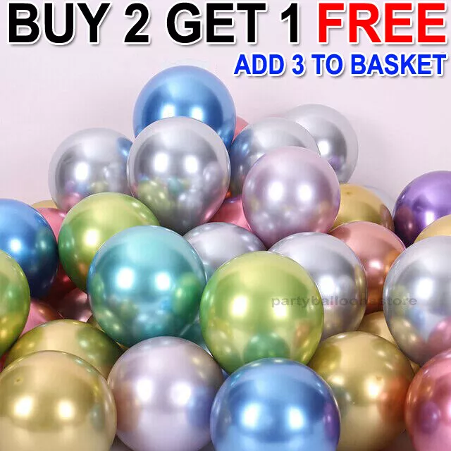 10-100 CHROME BALLOONS METALLIC LATEX PEARL Helium/Air Wedding Birthday Party UK