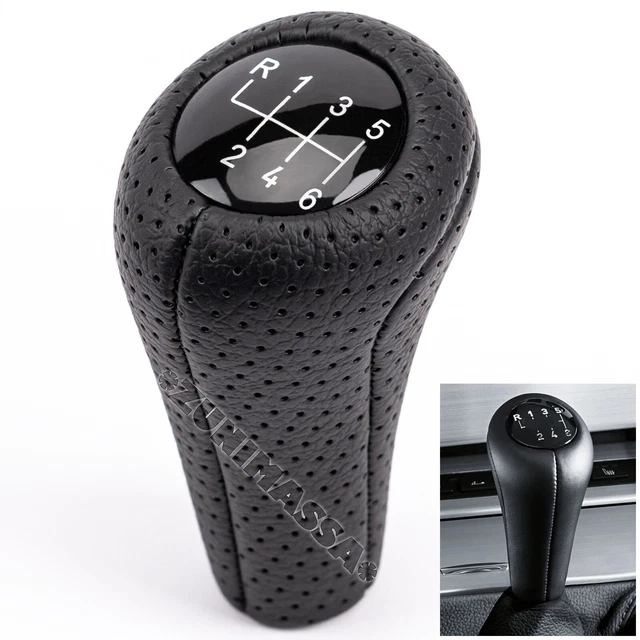 Pommeau De Levier De Vitesse En Cuir Perforé Noir Pour BMW Série 3 E90/E91 - Fixation à Pression, Neuf !