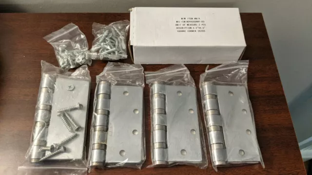 Global Door/Imperial 4.5" commercial ball-bearing satin chrome hinges, qty 4
