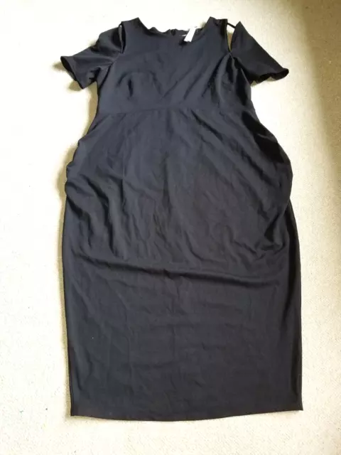 NWT MATERNITY Dress-ASOS-black stretch cold shoulder ss-14 Tall