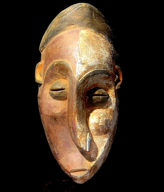 vintage hand-carved wooden African tribal mask originating from the Igbo -6518