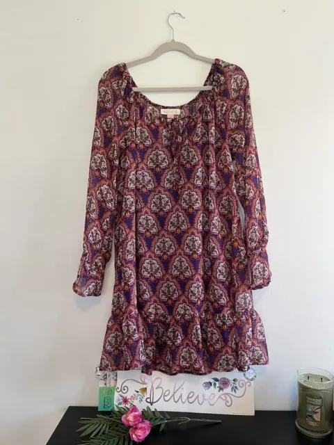 band of gypsies long sleeve boho floral dress size L